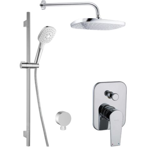 kielle Harmonia - Set de douche avec mitigeur encastré, 2 sorties, avec accessoires et corps d’encastrement, chrome 20623SP10