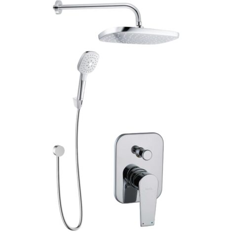 kielle Harmonia - Set de douche avec mitigeur encastré, 2 sorties, avec accessoires et corps d’encastrement, chrome 20623SP30