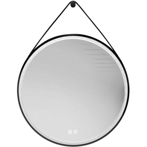 kielle Idolio - Espejo con iluminación LED y calefacción, diámetro 59 cm, negro 50324004