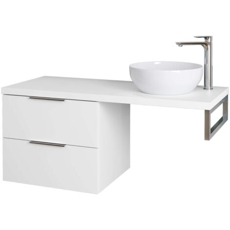 kielle Idolio - Meuble 60x50x50 cm, comprenant console et plateau 120 cm pour vasque, avec découpe, blanc brillant 50024S120
