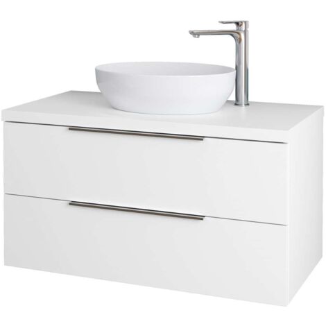 kielle Idolio - Meuble comprenant un plateau pour vasque 100x54x50 cm, avec découpe, blanc brillant 50024100