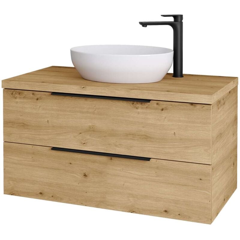 Kielle - Idolio - Meuble comprenant un plateau pour vasque 100x54x50 cm, avec découpe, caramel 50024101