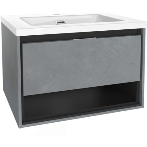 kielle Meara - Waschtisch mit Unterschrank 60 cm, Beton/schwarz matt 50026S605
