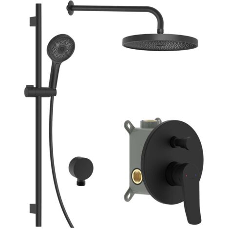 kielle Nefia - Miscelatore ad incasso per 2 utenze, con accessori e corpo incasso, nero opaco 20627SP64