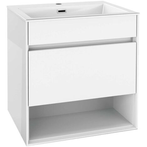 kielle Nefia - Mobiletto con lavabo 60 cm, bianco lucido 50027S610