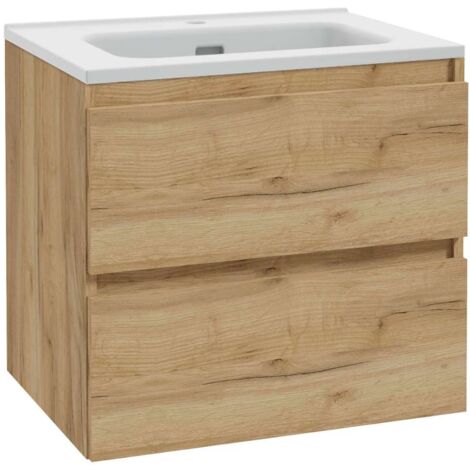 kielle Nefia - Waschtisch mit Unterschrank, 60x55x46 cm, 2 Schubladen, Eiche golden 50027S621
