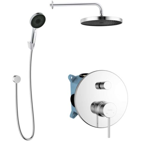 kielle Oudee - Conjunto de ducha con mezclador empotrado, para 2 aparatos, con accesorios y cuerpo, cromo 20602SP20