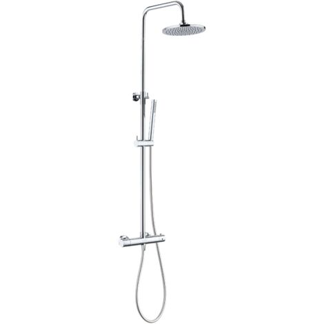kielle Oudee - Conjunto de ducha con termostato, 20 cm, 1 chorro, cromo 20602040E