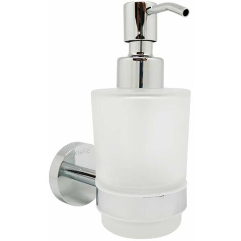 kielle Oudee - Dispenser di sapone liquido con supporto, vetro opaco/cromo 40102000