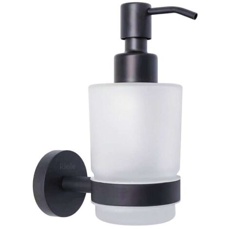 kielle Oudee - Dosificador de jabón con soporte, cristal/negro mate 40102004