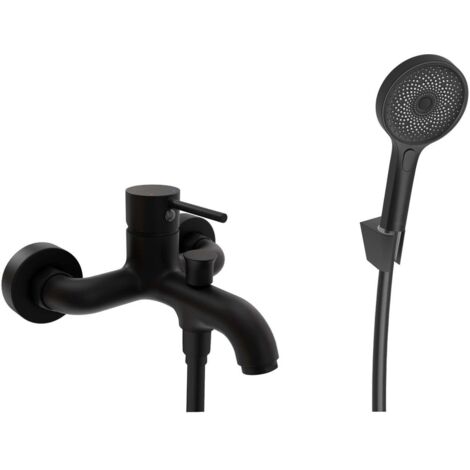 kielle Oudee - Grifo de bañera con accesorios, negro mate 10302SN14