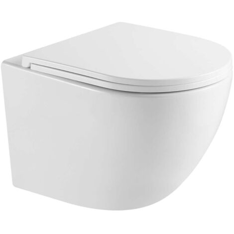 kielle Oudee - Inodoro compacto suspendido con asiento Softclose, Vortex Rimless+, blanco 30102010S-SET1