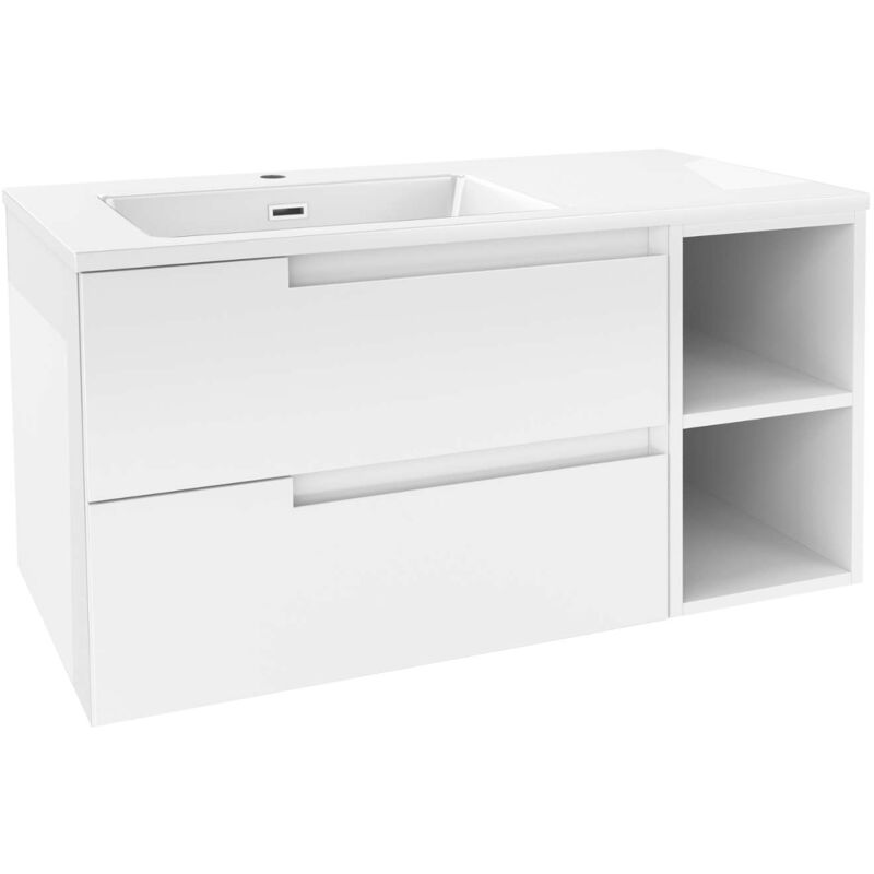 Kielle - Oudee - Meuble avec lavabo 100 cm, version droite, blanc brillant 50002S10L0