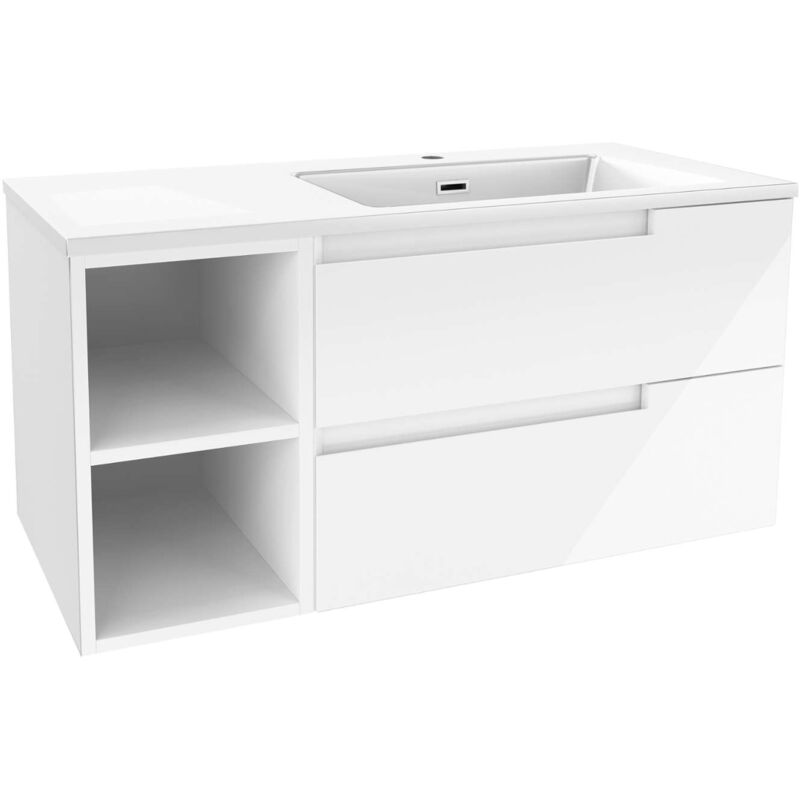 Kielle - Oudee - Meuble avec lavabo 100 cm, version droite, blanc brillant 50002S10R0
