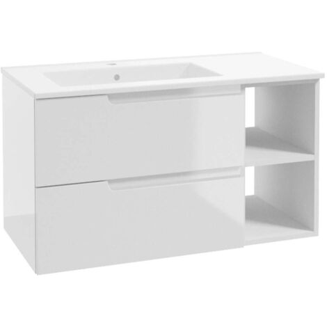 kielle Oudee - Meuble avec lavabo 90 cm, version gauche, blanc brillant 50002S90L0