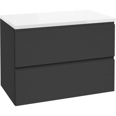 kielle Oudee - Mueble con encimera de lavabo 80x55x46 cm, negro mate/blanco brillo 50002S814