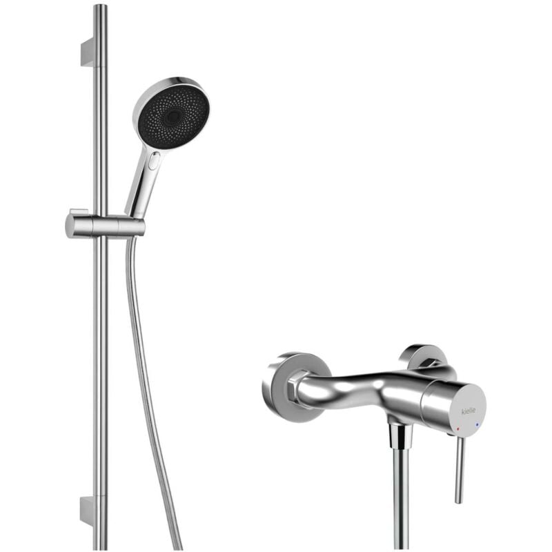 Oudee - Set de douche avec mitigeur, colonne, flexible et tête de douche, chrome 10202SN10 - Kielle