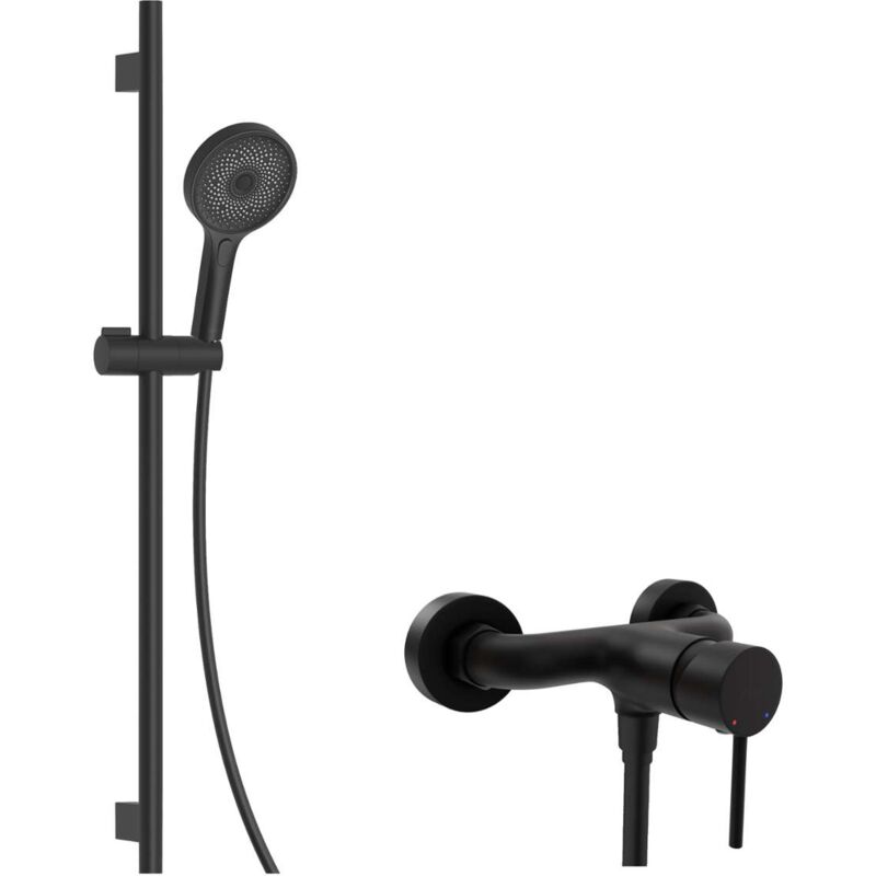 Oudee - Set de douche avec mitigeur, colonne, flexible et tête de douche, noir mat 10202SN14 - Kielle