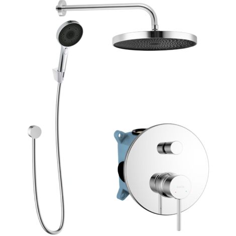 kielle Oudee - Set de douche avec mitigeur encastré, 2 sorties, avec accessoires et corps d’encastrement, chrome 20602SP20