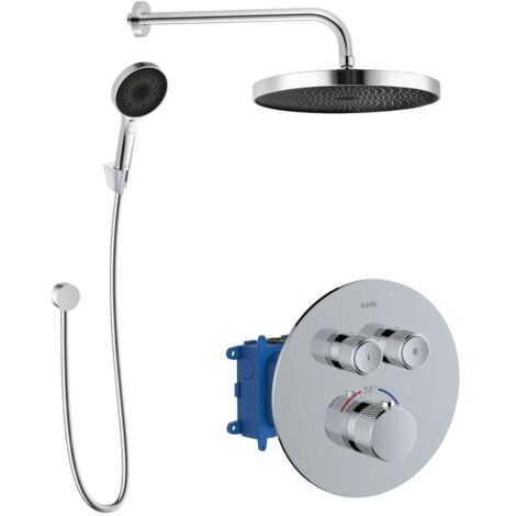 kielle Oudee - Set de douche avec mitigeur encastré, 2 sorties, avec accessoires et corps d’encastrement, chrome 20602SPT20