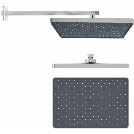 kielle Vega - Douche de tête, 360 x 240 mm, 1 jet, bras de douche 430mm, chrome/noir 20118SE1