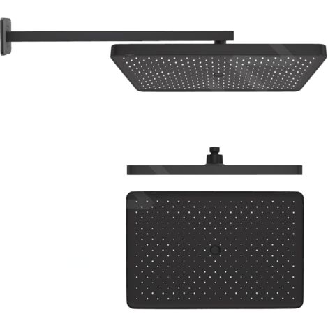 kielle Vega - Douche de tête, 36x24 cm, 1 jet, bras de douche 43 cm, noir mat 20118SE4