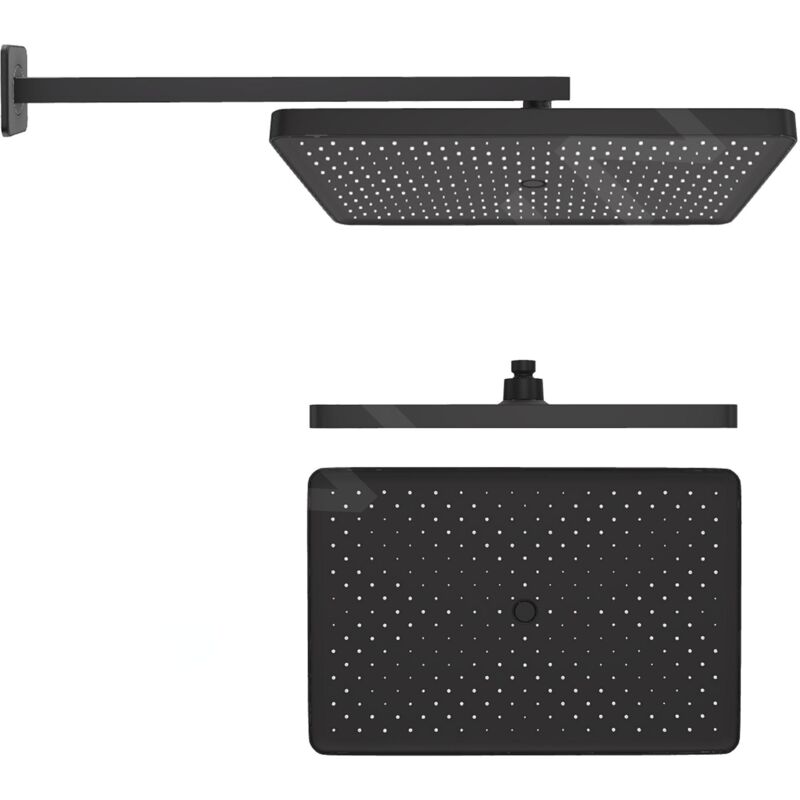 Vega - Douche de tête, 360 x 240 mm, 1 jet, bras de douche 430mm, noir mat 20118SE4 - Kielle