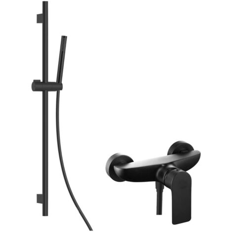 kielle Vega - Duschset mit Armatur, Stange, Schlauch und Duschkopf EcoSpare, mattschwarz 20618SN34