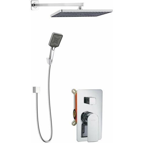 kielle Vega - Duschset mit Unterputzarmatur, für 2 Verbraucher, mit Zubehör und Einbaukörper, verchromt 20618SP30