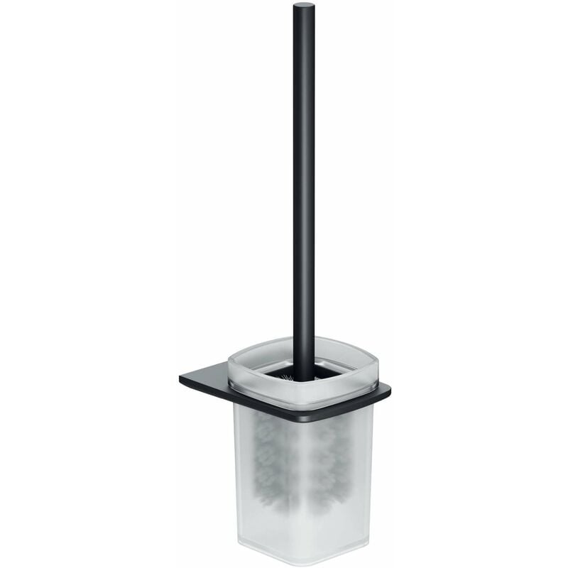 Kielle - Vega - Porte-balai wc mural avec support, verre dépoli/noir mat 40518004