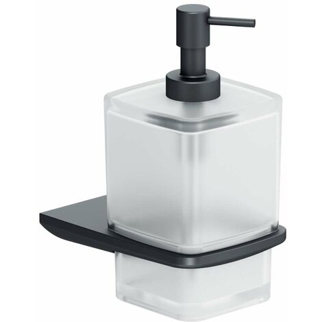 kielle Vega - Seifenspender mit Halter, Glas matt/schwarz matt 40118004