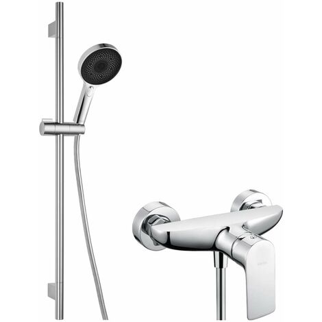 kielle Vega - Set de douche avec mitigeur, colonne, flexible et tête de douche, chrome 20618SN10