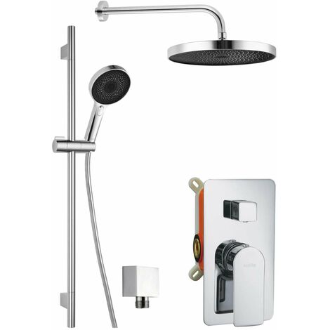 kielle Vega - Set de douche avec mitigeur encastré, 2 sorties, avec accessoires et corps d’encastrement, chrome 20618SP20
