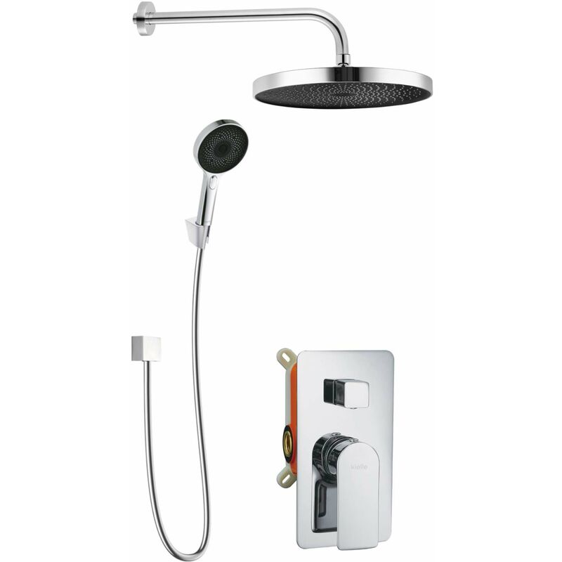 Kielle - Vega - Set de douche avec mitigeur encastré, 2 sorties, avec accessoires et corps d'encastrement, chrome 20618SP40