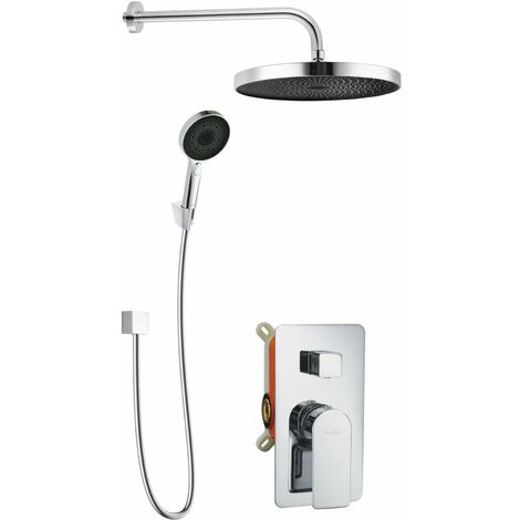 kielle Vega - Set de douche avec mitigeur encastré, 2 sorties, avec accessoires et corps d’encastrement, chrome 20618SP40