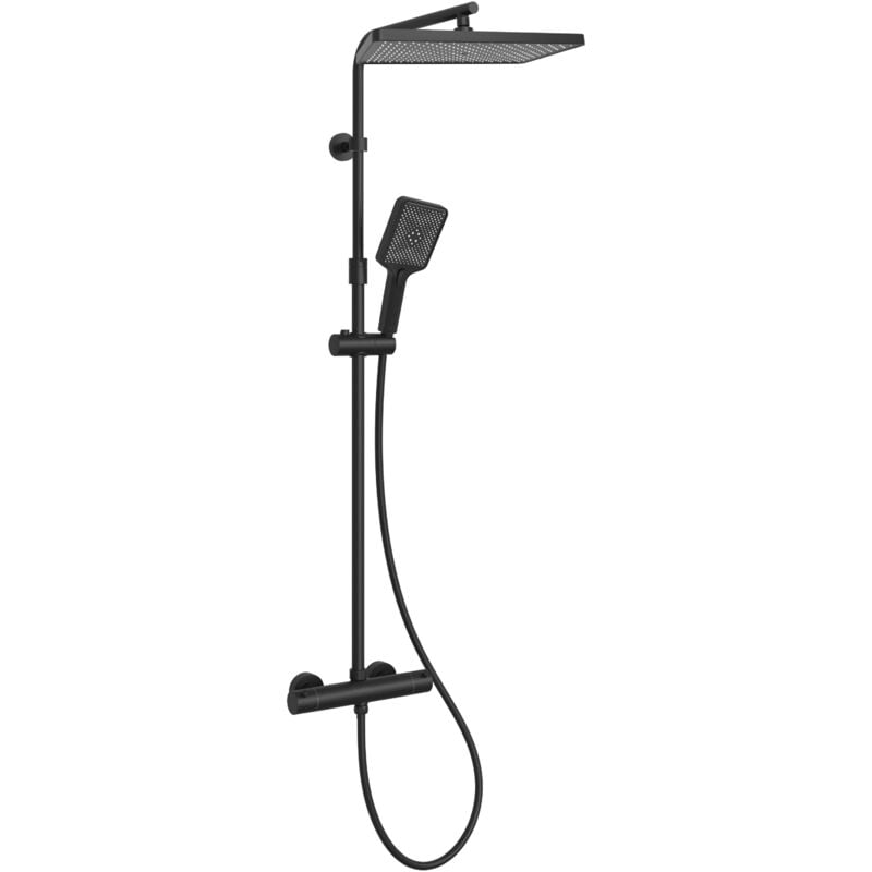 Kielle - Vega - Set de douche avec thermostat, 30x20 cm, 3 jets, noir mat 20618004