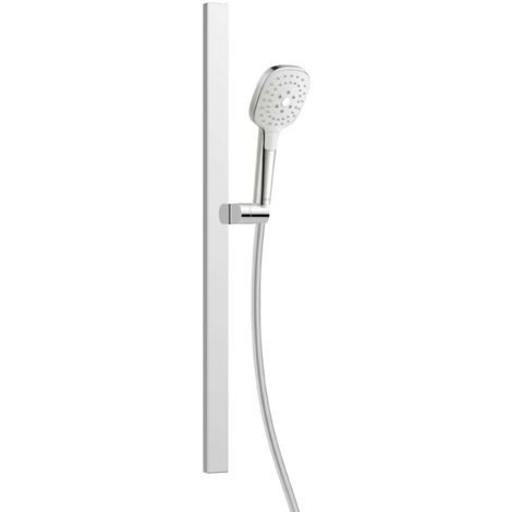 kielle Vega - Set doccetta, asta saliscendi e flessibile, cromo/bianco 20418SE60