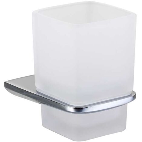 kielle Vega - Vaso para cepillo de dientes y pasta dentífrica con soporte, cristal mate/cromo 40018000