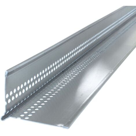 Kiesfangleiste Aluminium 2,5m, Silber, Kiesleiste mit Tropfkante, Lochblech Aluminium, Abschlussleiste für Terrasse und Balkon geeignet - 50x70mm, 1 Stück