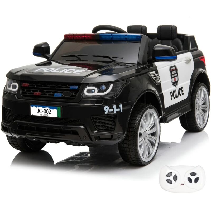 Berghoff - Voiture Electrique Police pour Enfants - 1 à 6 ans - Eclairage de police - Noir