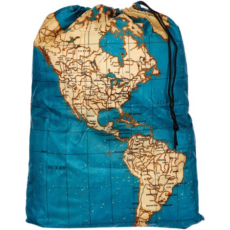 Kikkerland Travel Laundry Bag Map Set Buste per Biancheria Sporca da Viaggio, PVC, Multicolore, 41cm x 56cm, capacità 20 L