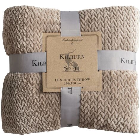 main image of "Kilburn & Scott Chevron Flannel Fleece Natural Blanket Sofa/Bed Accessory 140x180cm"