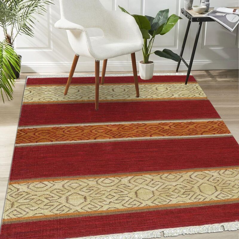 

Kilim alfombra 110x170 cm rectangular SARIKM Salon Rouge tejida a mano - Rouge