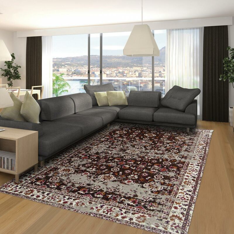 

Kilim alfombra 140x200 cm rectangular Moresa Brown Salon tejida a mano adecuado para calefacción por suelo radiante - Marron