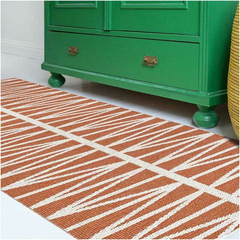 

Kilim alfombra 70x200 cm rectangular HELMI Naranja terraza, jardín adecuado para calefacción por suelo radiante - Orange