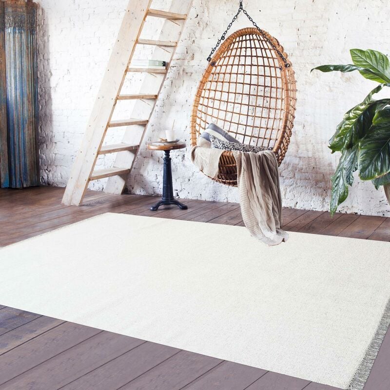 

Kilim Baya Ibay alfombra en lana gris - Blanc