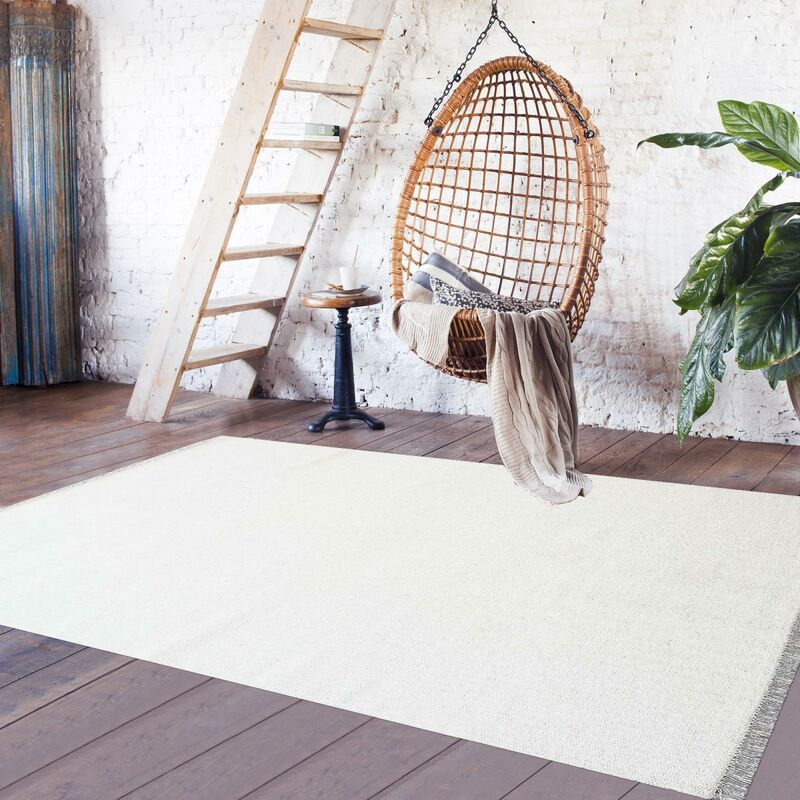 

Kilim Baya Ibay alfombra en lana gris - Blanc