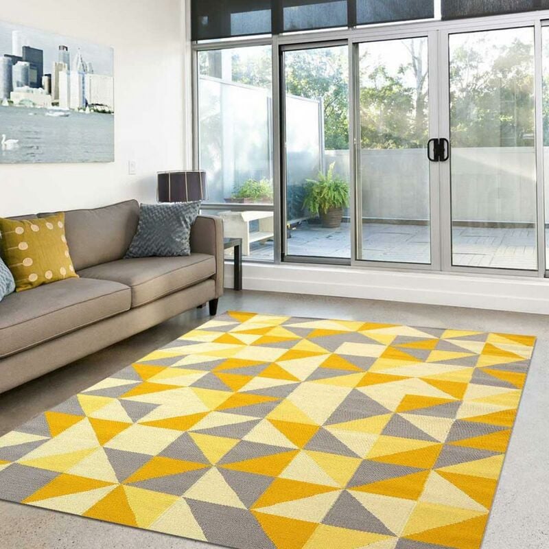 

Kilim alfombra 80x150 cm rectangular SCANDIVIAN habitación amarilla tejida a mano - Jaune