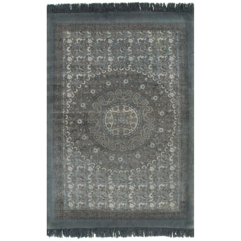 Kilim Rug Cotton 120x180 cm with Pattern Grey - Grey - Vidaxl