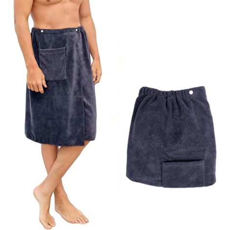 Kilt de Sauna Homme, Robe de Bain Microfibre Super Absorbante, 70x140 cm, Paréo de Sauna à Séchage Rapide avec Fermeture Réglable, Idéale pour Sauna, Spa, Douche, Plage et Piscine